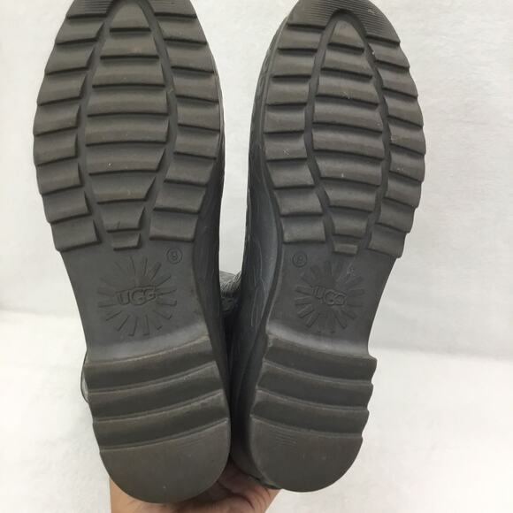 UGG Women's Wilshire Embossed Logo Pattern Tall Rain Boots, Charcoal \ Grey Sz 9 - Picture 7 of 11